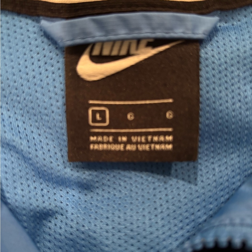 Nike Boys Blue Hooded Windbreaker Jacket Neon Green Logo Youth Large - Picture 4 of 9